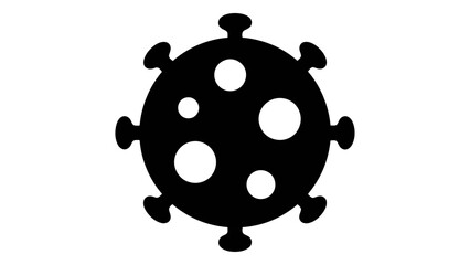 Fototapeta premium Black silhouette of a virus or bacteria cell, representing disease, infection, or a pandemic, isolated on white backgrou