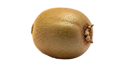 A single kiwi fruit isolated on transparent background, showcasing its fuzzy brown skin and oval shape, a healthy and delicious tropical fruit, perfect for a refreshing snack