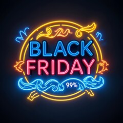 Black Friday sale glowing neon sign 
