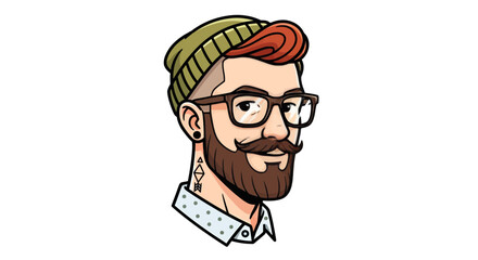 Obraz premium Stylish Bearded Man Illustration with Beanie and Glasses vector illustration modern design style