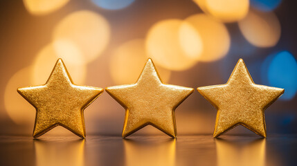 Three golden stars shine brightly, perfect for highlighting achievements and five-star ratings, adding a touch of luxury and success to any project