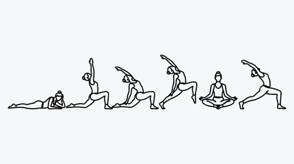 Yoga Flow Sequence Illustrated for Wellness and Flexibility Practice Art