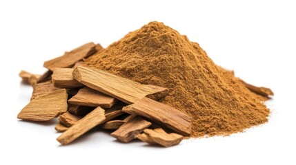 Cinnamon powder and bark aromatic spice culinary ingredient food photography