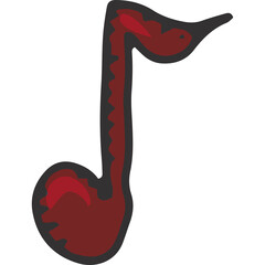 Dark Red Musical Note Symbol Isolated on Transparent White Background Hand Drawn Sketch Style Simple Graphic Element for Music Themed Concepts