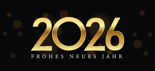 Happy New Year 2026 greeting card germany text Celebration background  Golden Firework and sparklers on with bokeh lights