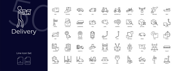 Delivery Line Editable Icons set