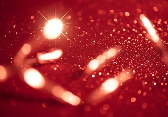 Radiant crimson dreamscape with ethereal bokeh lights creating a festive ambience