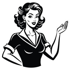 Pop Art Comic Woman Presenting Vector Illustration