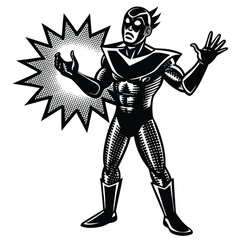 Obraz premium Pop Art Comic Superhero Character with Energy Vector