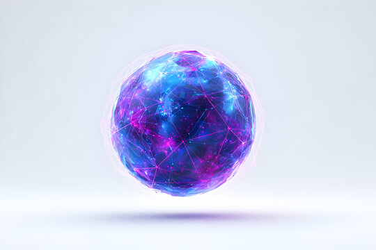 Futuristic holographic earth sphere with neon illumination for tech and innovation themes
