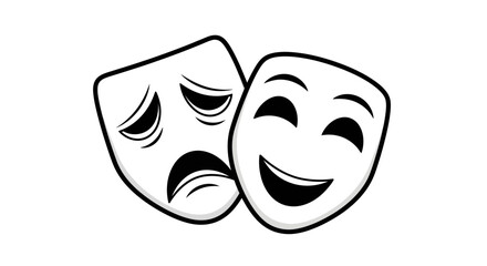 Juxtaposition of theatrical emotion: Comedy and tragedy stylized illustration