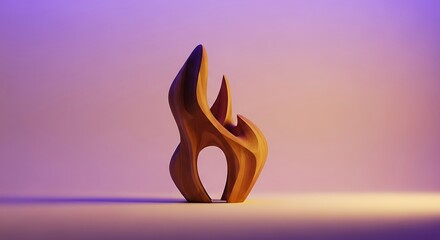 Wooden abstract art on gradient background with smooth curving lines