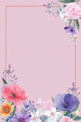 A delightful floral frame on a pink background creates an elegant and soft presentation aesthetic.