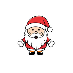 Cute cartoon santa claus character with a big white beard silhouette