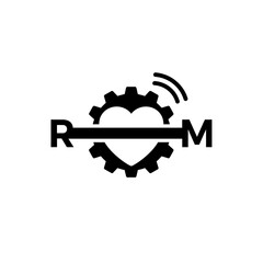 Letters balanced on a curved heart wave line