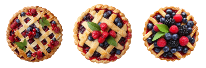 Delicious berry pies on a transparent background food photography culinary art gourmet style