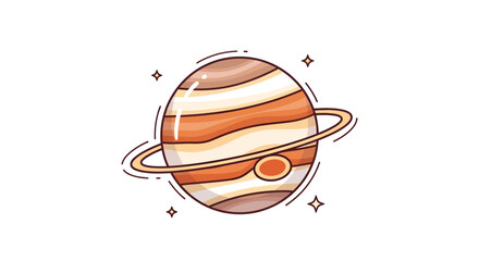 Cartoon illustration of a planet with rings, suitable for educational content and decorative