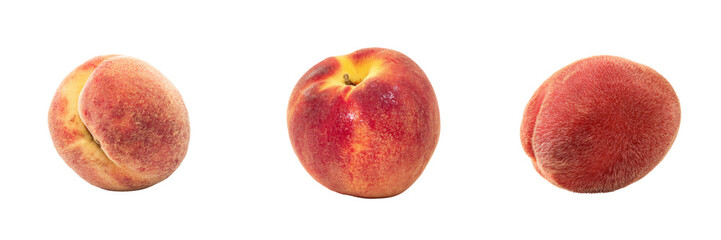 Fresh peaches display transparent background food photography natural setting close-up view