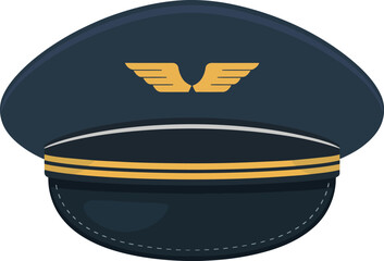 Pilot Captain Hat Vector with Gold Wings Emblem