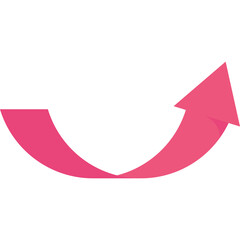 Pink Arrow Showing Upward Trend and Growth with a Curved Path on a Clean Transparent Background