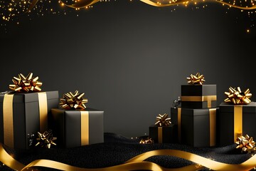 Black Friday sale banner with gift boxes.