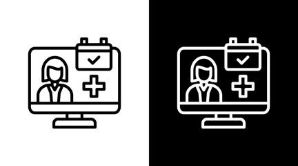 Online Appointment  White Icon Set Design
