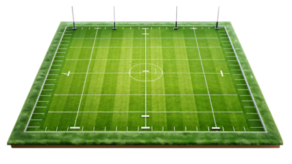 American football field with yard lines and goalposts isolated on white background