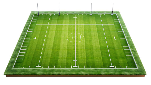 American football field with yard lines and goalposts isolated on white background - Powered by Adobe