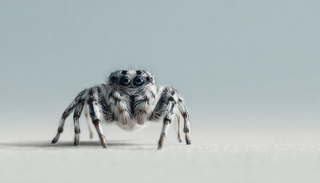 Capturing The Finest Moment Of A Jumping Spider: A Close-Up Shot Of The Fascinating Arachnid In Action. Incredible Detail!