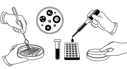 Laboratory Procedures - Petri Dishes, Pipettes, and Test Tubes in Scientific Research.