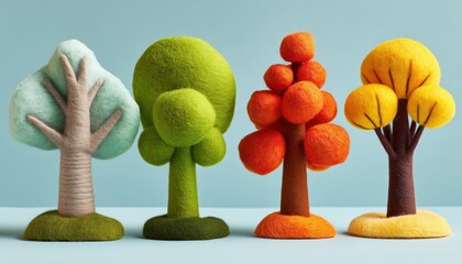 Tree Of Bright Felt: Crafting Homemade Trees For Children'S Activities And Sensory Games Based On The Four Seasons Of Winter, Spring, Summer, And Autumn.