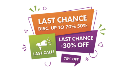 Last chance announcements with discounts are here for you now.
