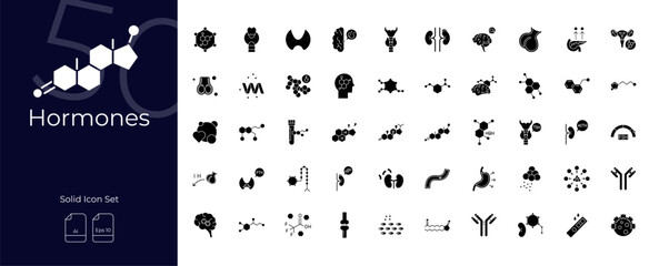 Obraz premium Hormones Solid Editable Icons set