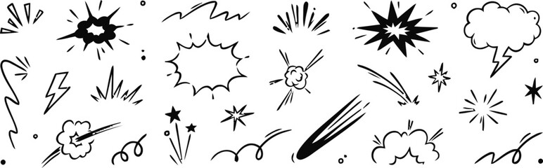style, sound, collection, these, boom, illustrations, impact, star, speech, designs., shapes, design, lightning, doodle, burst, white, effects, sparkle, isolated, description:, sparkles, vector, perfe © MdRifat