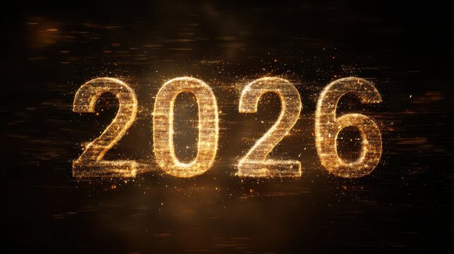 Countdown to New Year 2026 celebration in sparkles - Powered by Adobe