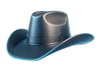 "Futuristic Metallic Cowboy Hat with Sci-Fi Digital Rain Background"