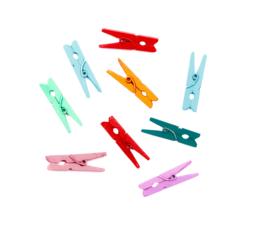 group of colorful wooden clothespin isolated on white background