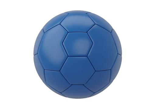 A vibrant blue soccer ball with a classic hexagonal panel design perfect for sports and recreation related projects