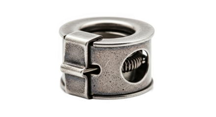 Spring-loaded T-bolt hose clamp with visible band and cut-out section—metallic, durable, and designed for high-pressure sealing in automotive, plumbing, or industrial systems