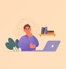 Stressed man at laptop