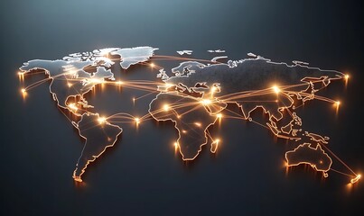 Global network connection world map for business communication and technology