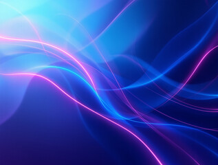 Fototapeta premium Abstract neon light waves: A dynamic display of vibrant neon light, in a flowing pattern of electric blue and radiant pink, creating a sense of energy and modern artistry. 