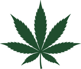 Cannabis Leaf Vector Illustration in Dark Green