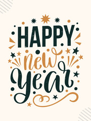 Happy New Year Typography T-shirt Design