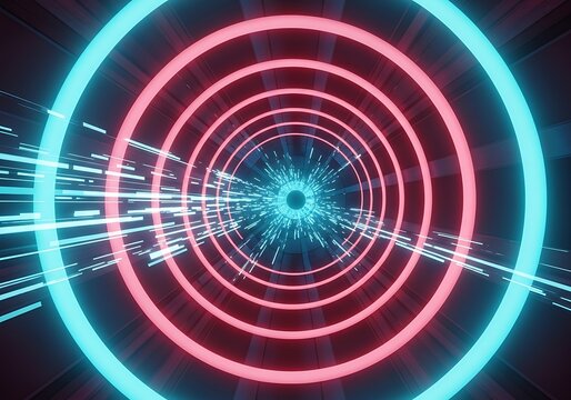 Enter a futuristic tunnel with vibrant neon lights and speed past light streaks