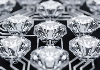 Elegant diamonds on metal framework create stunning geometric luxury pattern