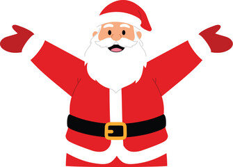 Cute Santa Claus Character Open Arms, Funny Santa Claus Cartoon Welcoming illustration
