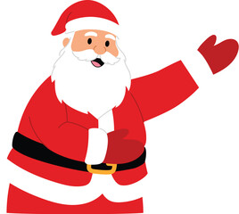 Cute Santa Claus Character Presenting, Funny Santa Claus Cartoon Pointing Hand Up illustration