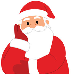 Cute Santa Claus Character Sitting and Gazing , Funny Santa Claus Cartoon with a Hand Resting On The Cheek illustration