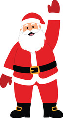 Cute Santa Claus Character Raising Hand for Greeting, Funny Santa Claus Cartoon Waving Hand illustration